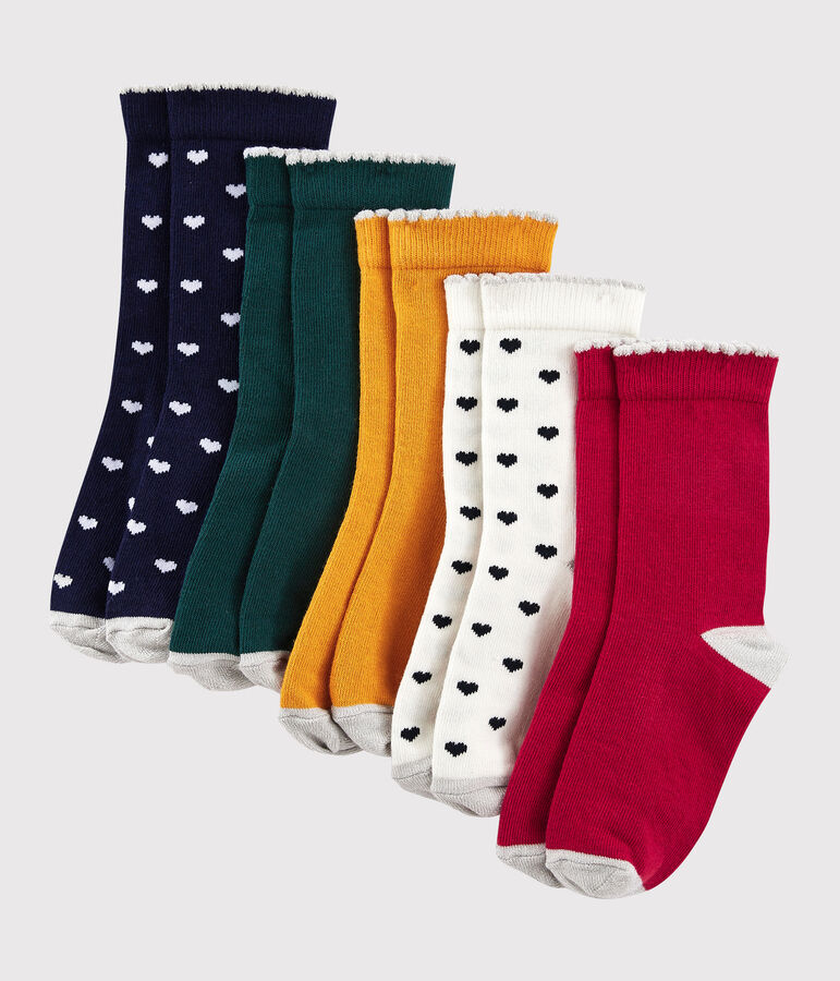 Juego de 5 pares de calcetines de ni&ntilde;a multicolor