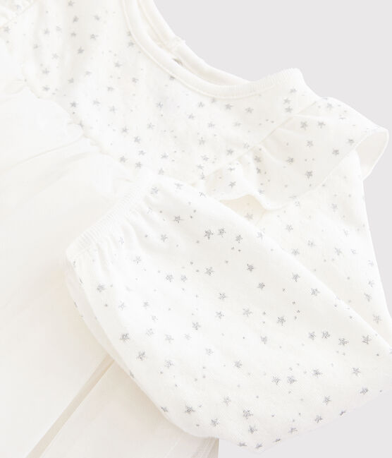 Vestido de manga larga para bebé niña blanco MARSHMALLOW/gris ARGENT