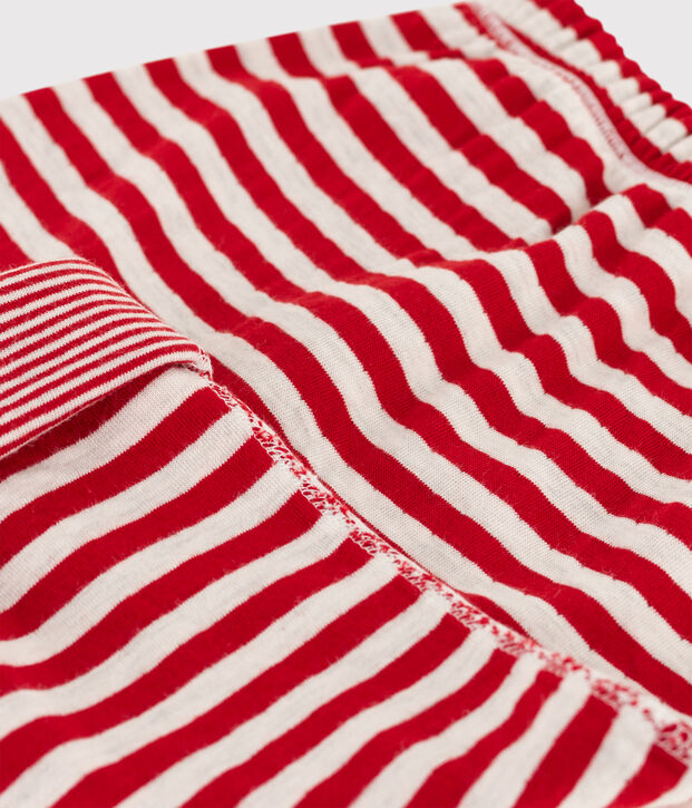 Pantal&oacute;n de tejido t&uacute;bico a rayas de beb&eacute; rojo/beige
