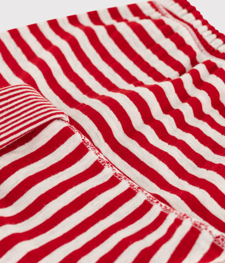 Pantal&oacute;n de tejido t&uacute;bico a rayas de beb&eacute; rojo/beige