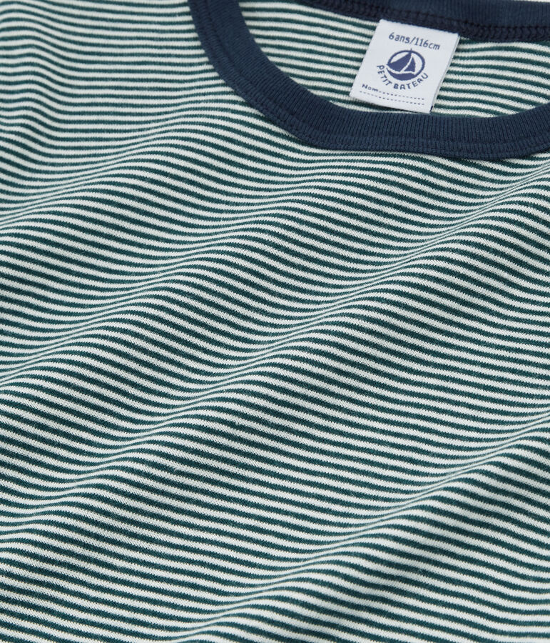 Pijama manga corta de punto para ni&ntilde;o verde PINEDE/blanco MARSHMALLOW