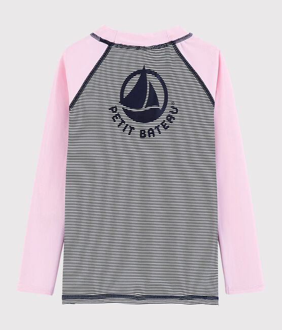 Camiseta anti-uv reciclada de niña/niño rosa MINOIS/blanco MULTICO