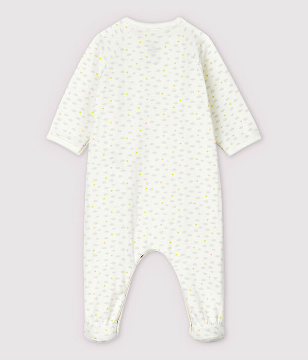 Pijama enterizo de conejo de beb&eacute; en tejido tubular de algod&oacute;n ecol&oacute;gico blanco/multicolor