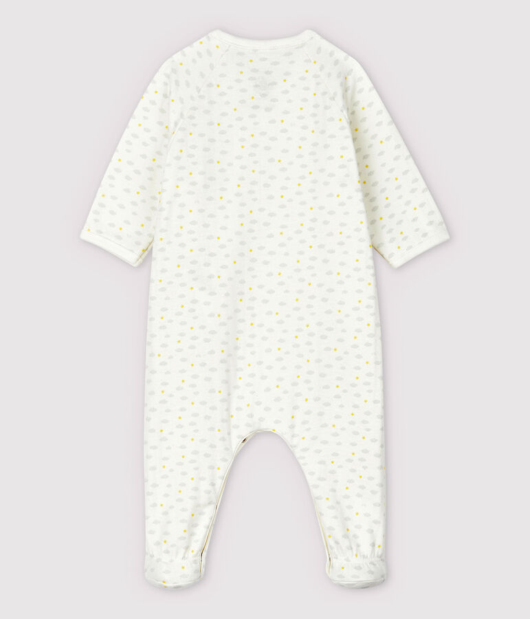 Pijama enterizo de conejo de beb&eacute; en tejido tubular de algod&oacute;n ecol&oacute;gico blanco/multicolor