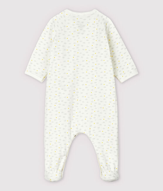 Pijama enterizo de conejo de bebé en tejido tubular de algodón ecológico blanco MARSHMALLOW/blanco MULTICO