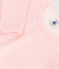 Camiseta de manga larga milrayas de niña de lana y algodón rosa CHARME/blanco MARSHMALLOW