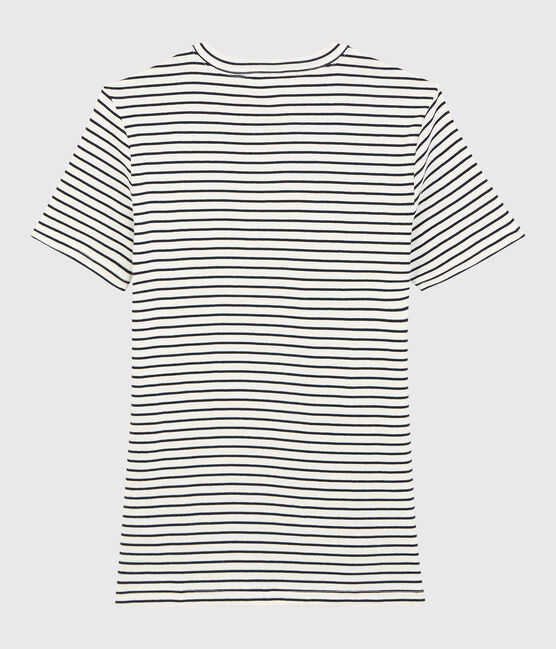 Camiseta de algodón de rayas "Je t'aime" de mujer blanco MARSHMALLOW/azul SMOKING