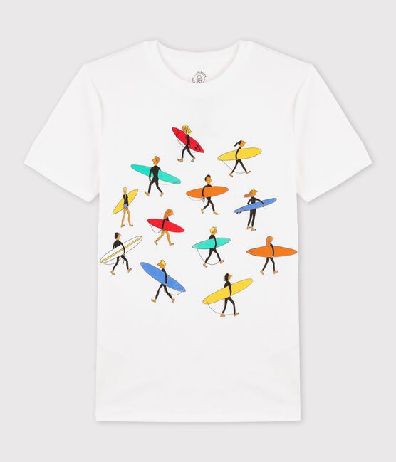 Camiseta de cuello redondo emblemática de algodón de mujer blanco ECUME