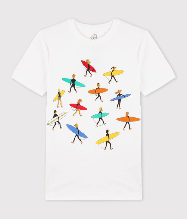 Camiseta de cuello redondo emblem&aacute;tica de algod&oacute;n de mujer blanco
