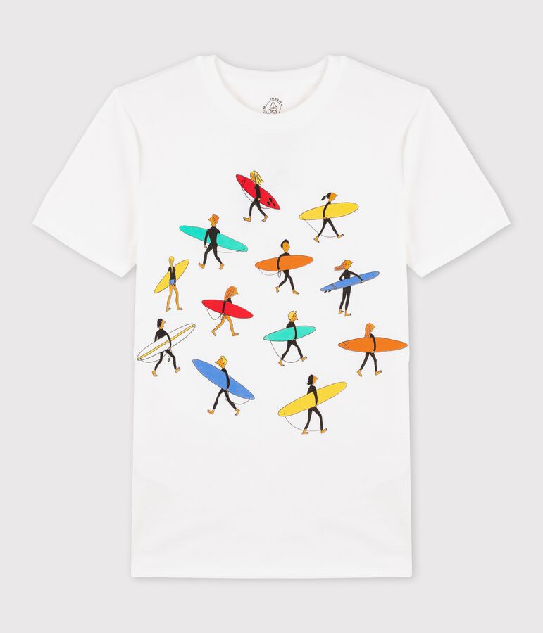 Camiseta de cuello redondo emblem&aacute;tica de algod&oacute;n de mujer blanco ECUME