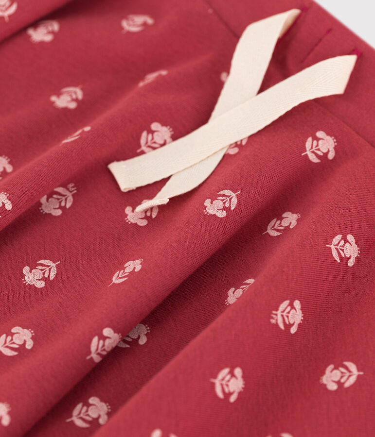 Falda estampada de algod&oacute;n para ni&ntilde;a rosa/crudo