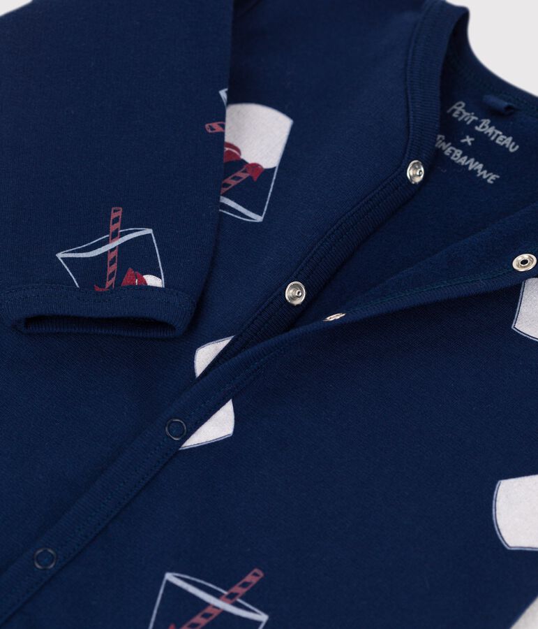 Pelele de beb&eacute; de algod&oacute;n org&aacute;nico Tajinebanane x Petit Bateau azul MEDIEVAL/blanco MULTICO