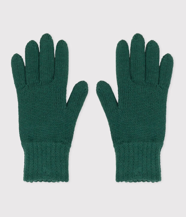 Guantes infantiles de punto tricotado verde