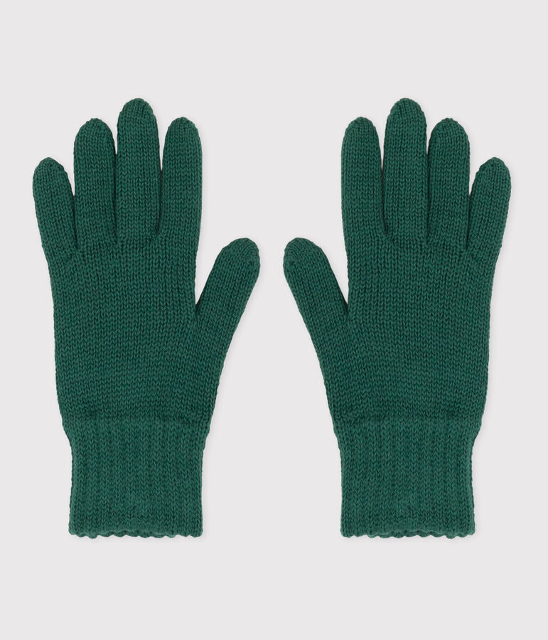 Guantes infantiles de punto tricotado verde