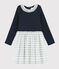 Vestido de manga larga para niña azul SMOKING/blanco MULTICO