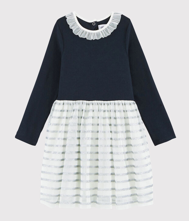Vestido de manga larga para ni&ntilde;a azul/multicolor