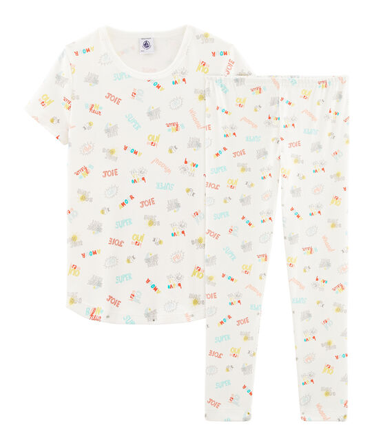 Pijama de punto para niña blanco MARSHMALLOW/blanco MULTICO