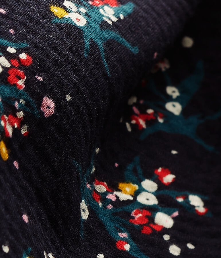 Vestido de ni&ntilde;a mangas 3/4 en t&uacute;bico alcolchado azul/multicolor