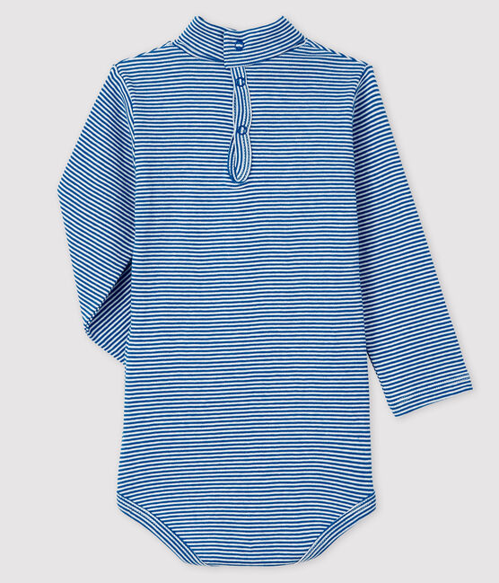 Bodi de manga larga con cuello de tortuga para bebé azul RUISSEAU/blanco MARSHMALLOW