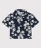 Camisa de manga corta con estampado hawaiano de popelina de bebé azul MEDIEVAL/blanco MARSHMALLOW