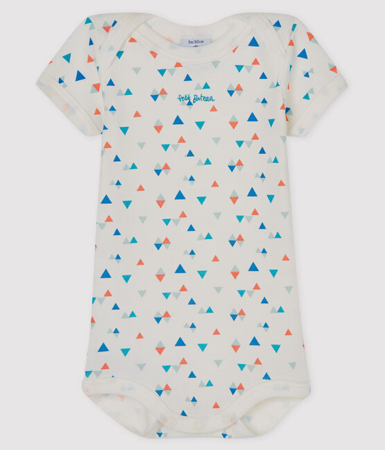 Bodi manga corta para bebé niño-niña blanco MARSHMALLOW/blanco MULTICO