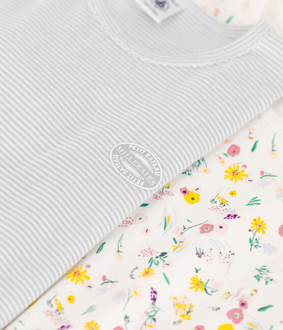 Juego de 2 pijamas de algodón con flores para niña variante 1