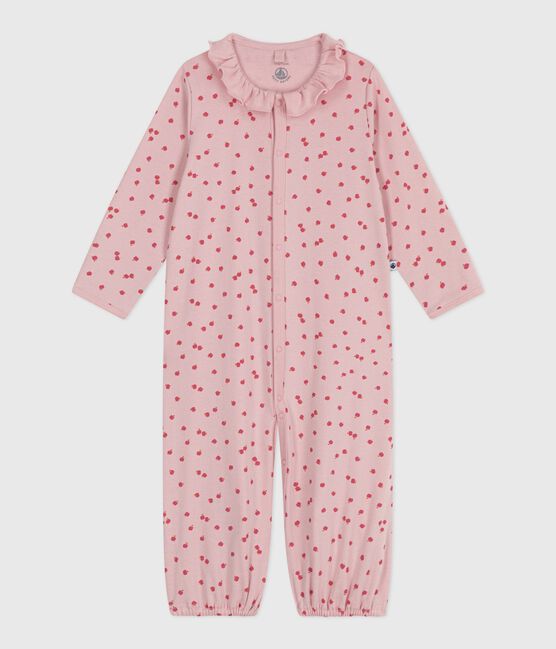 Mono saco de algodón con cuello estampado para bebé rosa JOLI/blanco MULTICO