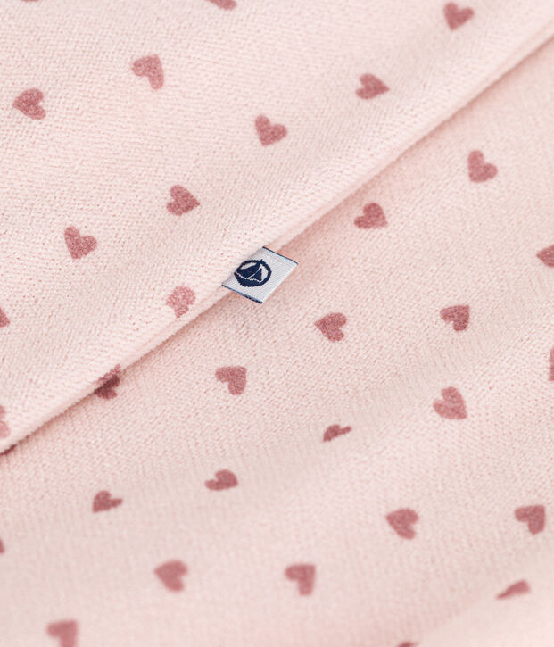 Bodyjama de terciopelo con estampado de peque&ntilde;os corazones para beb&eacute; rosa/rosa