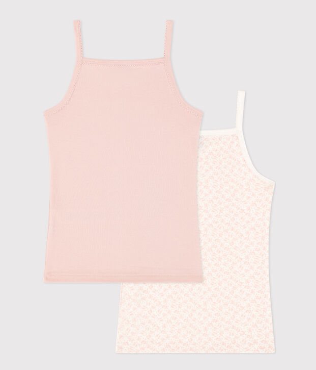 Juego de 2 camisetas de tirantes infantiles de algod&oacute;n con flor multicolor
