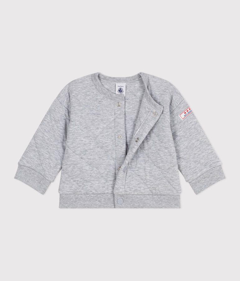 C&aacute;rdigan de algod&oacute;n grueso liso para beb&eacute; gris
