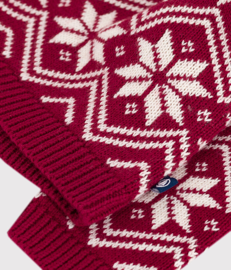 Jersey de lana y algod&oacute;n con estampados para beb&eacute; rojo/crudo