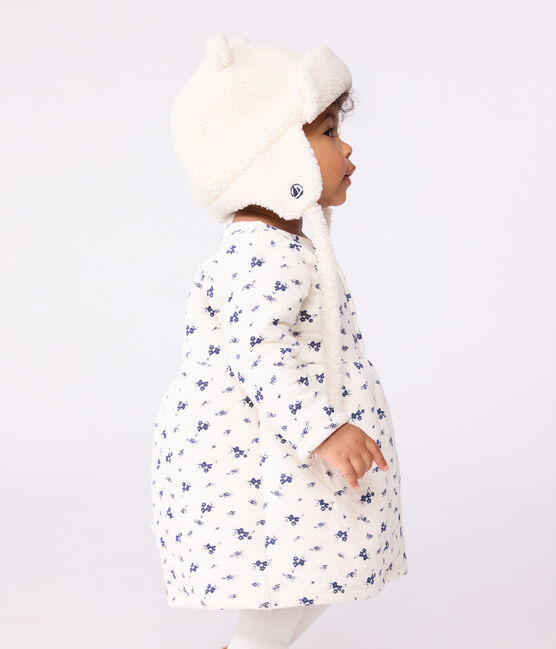 Gorro chapka de pelo sintético con forro de borreguito para bebé crudo MILK