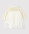 Vestido bimaterial de manga larga para bebé niña beige COQUILLE/amarillo LUREX DORE