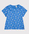Camiseta de manga corta de algodón de niña azul BRASIER/gris MARSHMALLOW