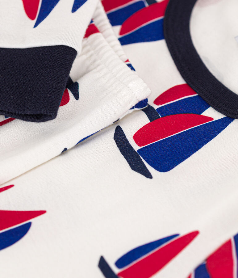 Pijama infantil de algod&oacute;n con motivo de barcos blanco/multicolor
