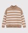 Jersey de cuello alto de lana y algod&oacute;n a rayas para mujer beige/crudo