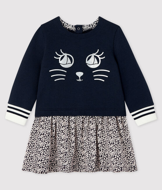 Vestido de manga larga para bebé niña azul SMOKING/blanco MARSHMALLOW