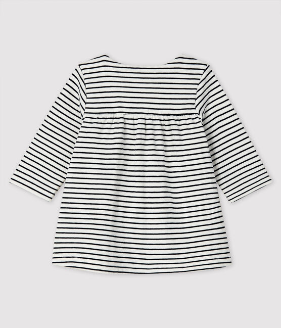 Vestido a rayas de túbico con manga larga para bebé para niña blanco MARSHMALLOW/azul SMOKING