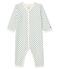 Pijama sin pies para bebé niña acanalado blanco MARSHMALLOW/azul CONTES