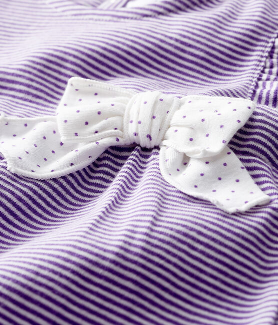 Pelele corto milrayas para bebé niña violeta REAL/blanco MARSHMALLOW