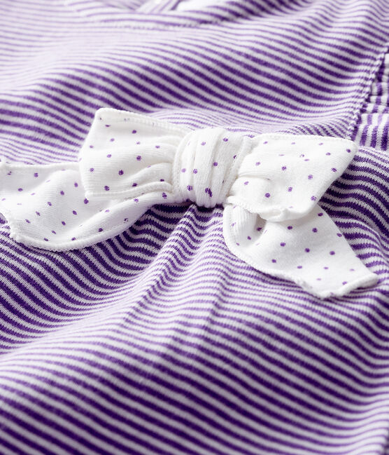 Pelele corto milrayas para bebé niña violeta REAL/blanco MARSHMALLOW