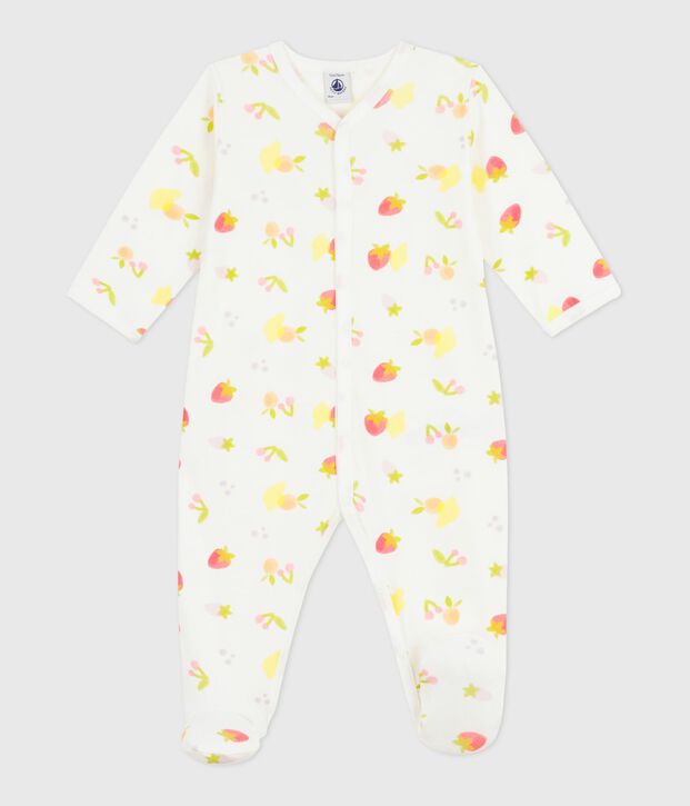 Pijama de algod&oacute;n con estampado de frutas para beb&eacute; blanco/multicolor