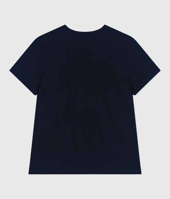 Camiseta Recta de algodón liso para mujer azul SMOKING