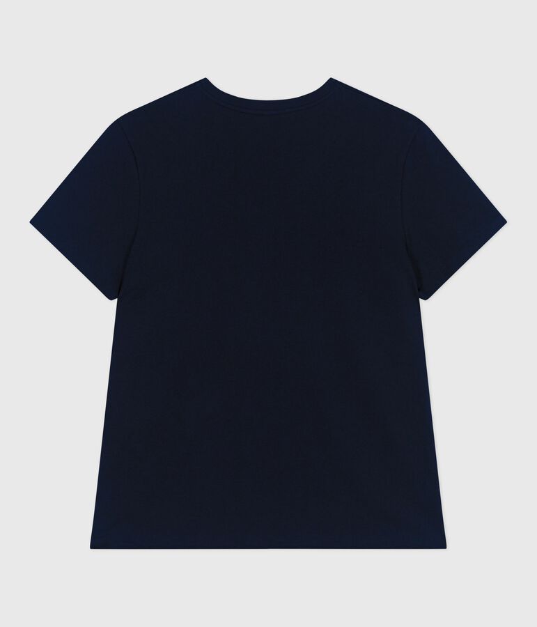 Camiseta Recta de algod&oacute;n liso para mujer azul