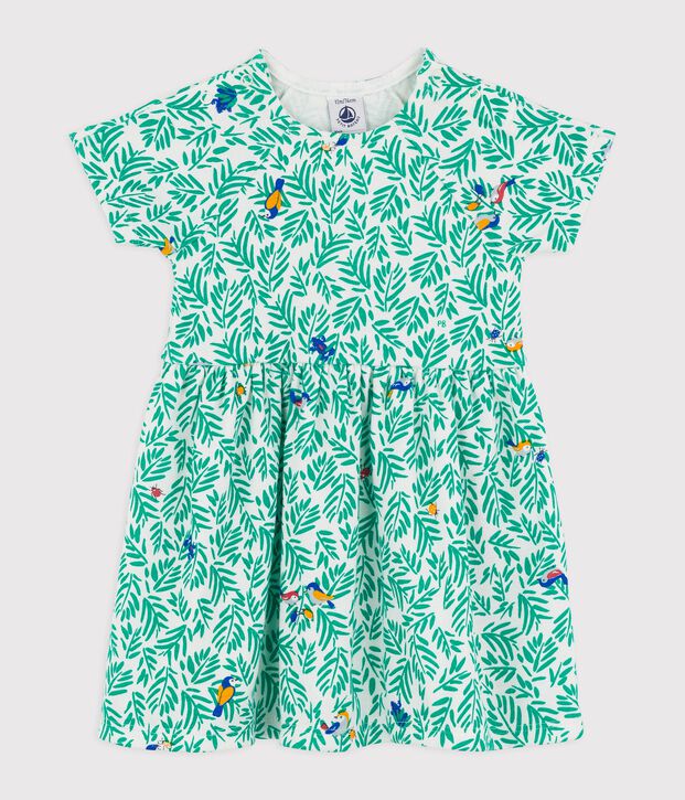 Vestido de algod&oacute;n de beb&eacute;. blanco/multicolor