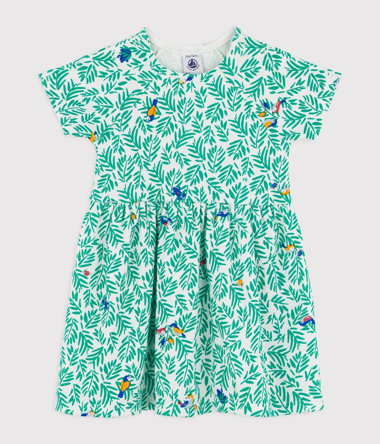 Vestido de algod&oacute;n de beb&eacute;. blanco/multicolor