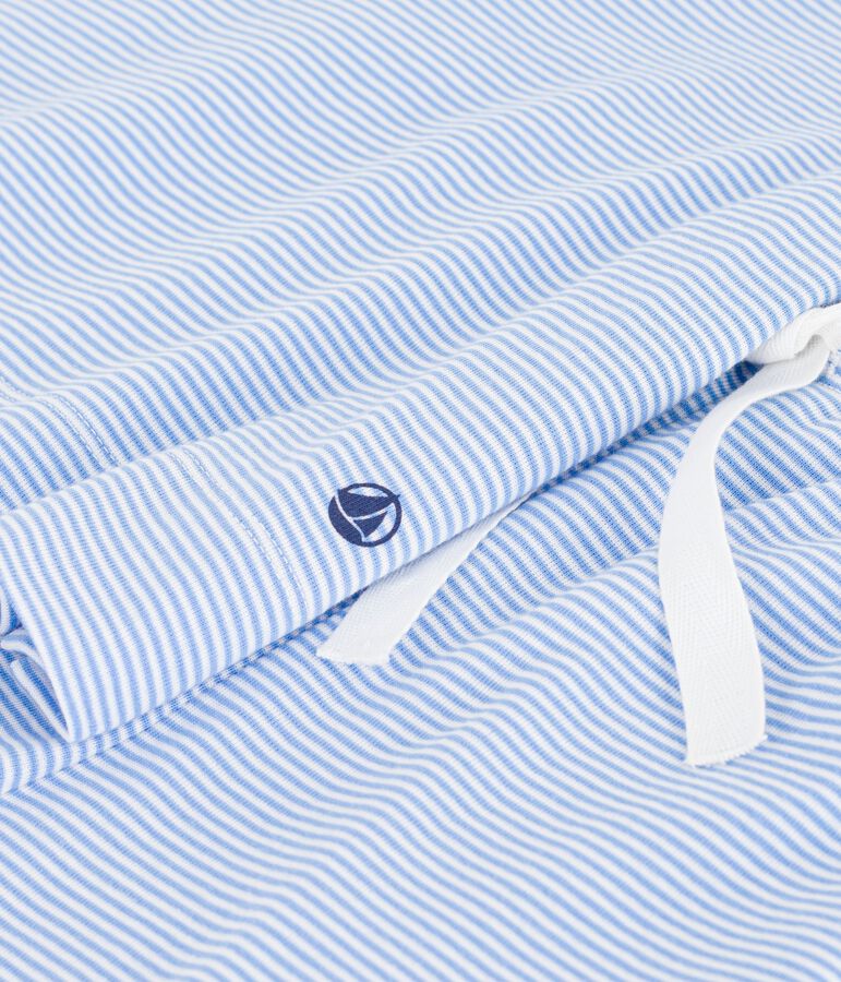 Pijama corto de algod&oacute;n a rayas para mujer azul/blanco