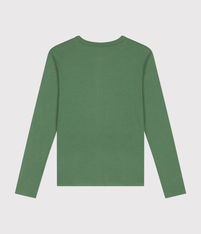 Camiseta L'ICONIQUE de algod&oacute;n con cuello redondo para mujer verde PALMERAIE
