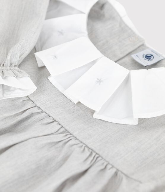 Vestido infantil liso de manga larga de franela gris FUMEE CHINE