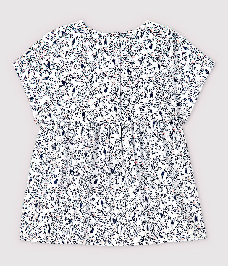 Blusa de manga corta de popelina de beb&eacute; ni&ntilde;a blanco/multicolor